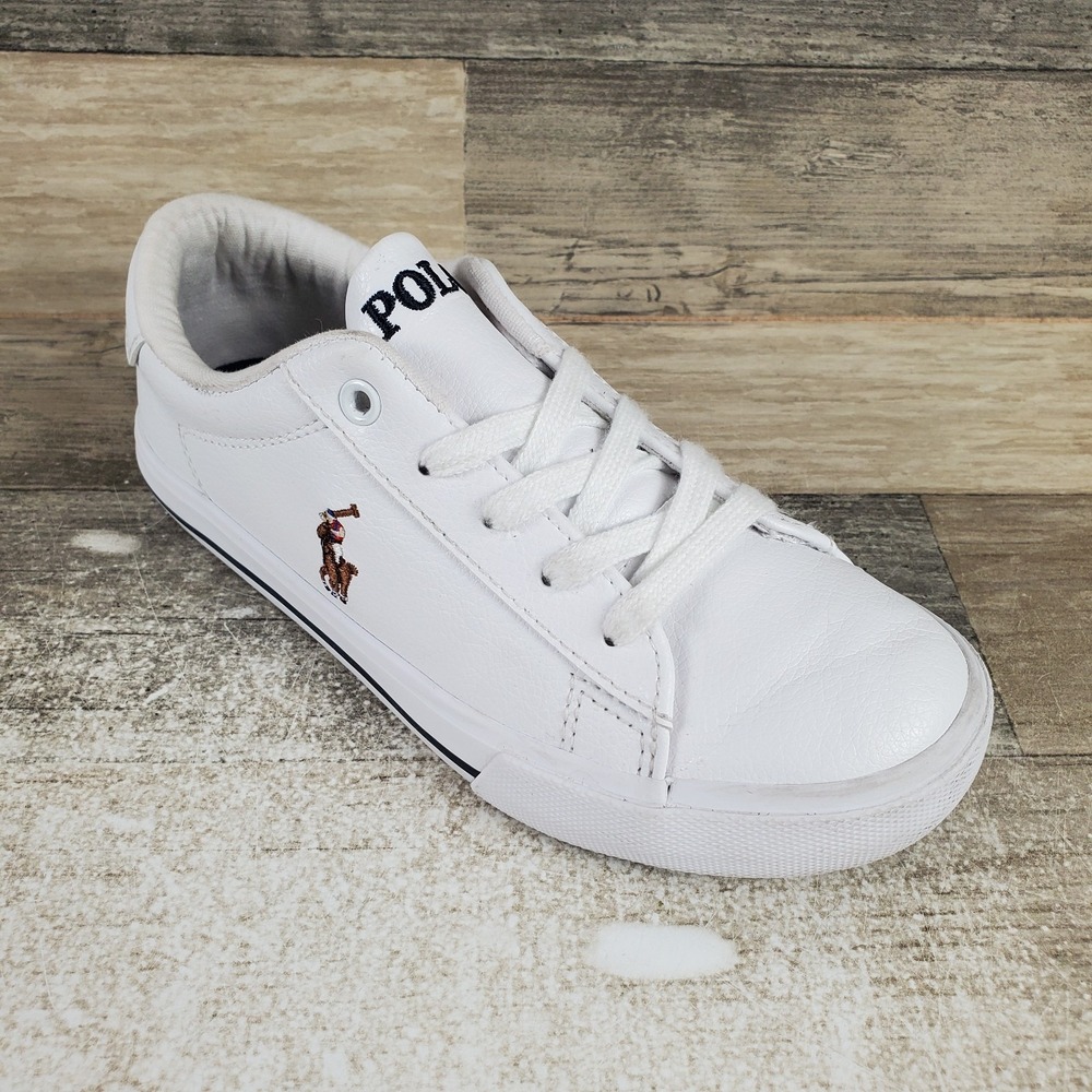 Polo Ralph Lauren Easten II Kids Shoes Sz 13.5 White Tumbled Lace Up Sneakers